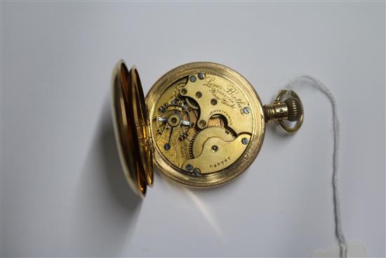 A Lever Brothers 14K gold stiffened half hunter pocket watch,